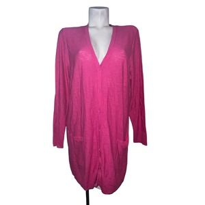 New Torrid Sweater Pink Boyfriend Button Front LS Cardigan Size (1) 1X 14-16 NWT